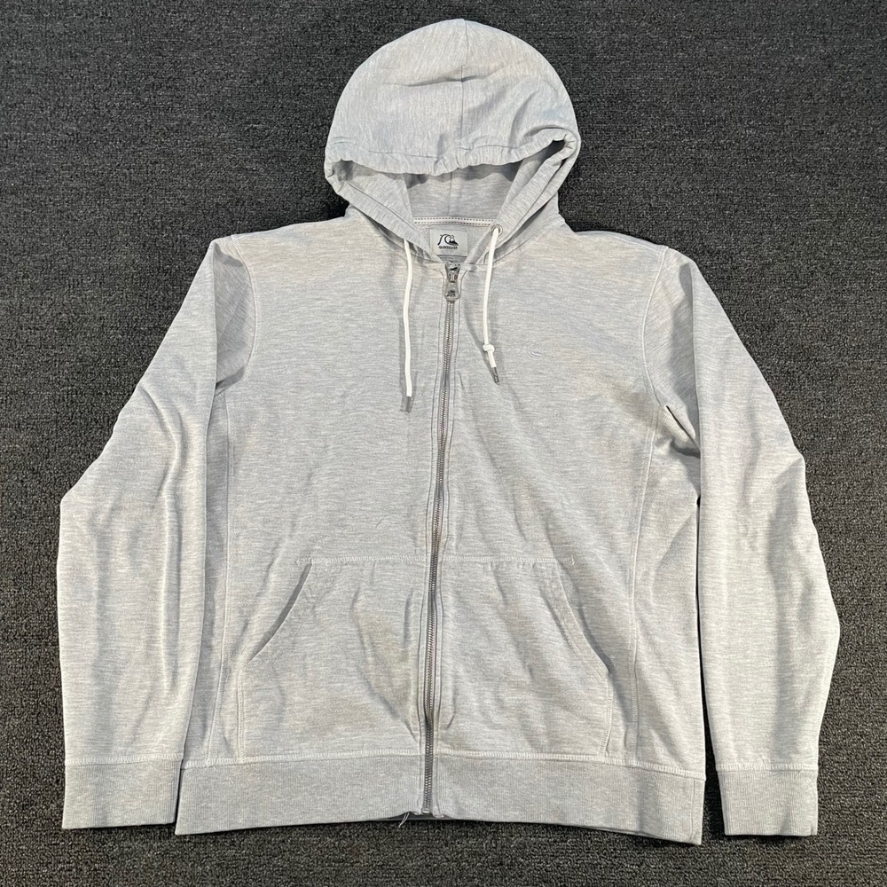 Quiksilver Full Zip Hoodie Mens Large Gray Good EQYFT03074 Heathered Fleece
